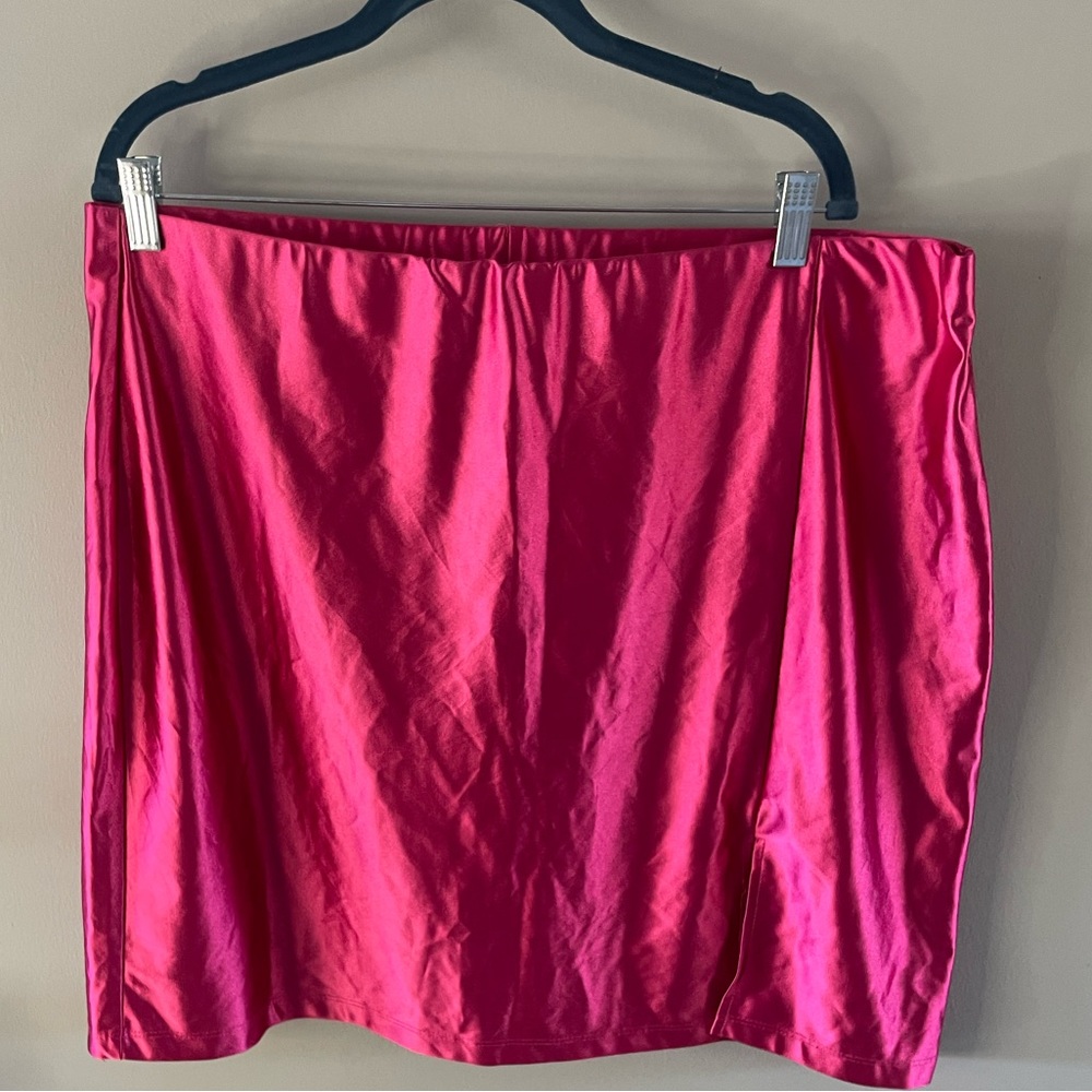 Satin Front Slit Mini Skirt